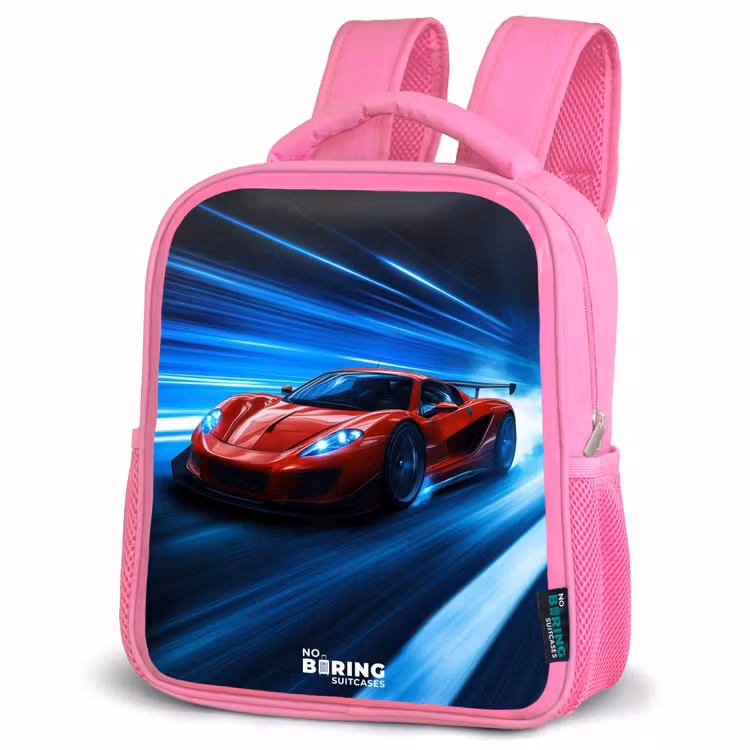 Kinderrugzak - Roze - Rode racewagen in digitale snelheidswereld — 6