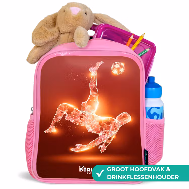 Kinderrugzak - Roze - Rood gloeiende voetballer in actie — 2