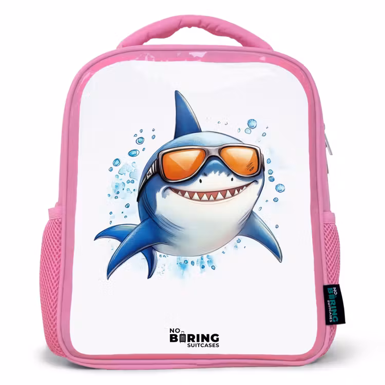 Kinderrugzak - Roze - Coole haai met zonnebril in het water — 1