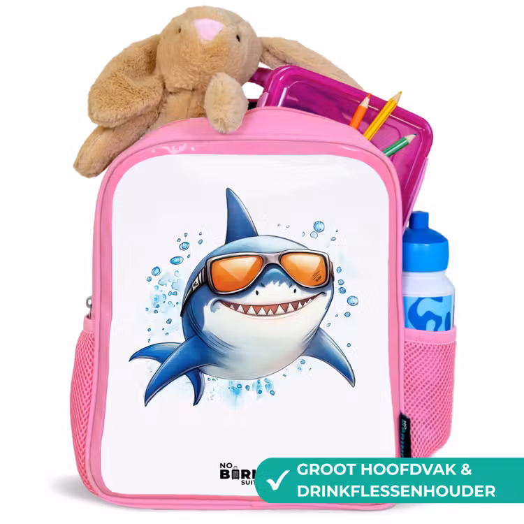 Kinderrugzak - Roze - Coole haai met zonnebril in het water — 2
