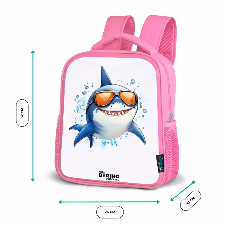 Kinderrugzak - Roze - Coole haai met zonnebril in het water — 3