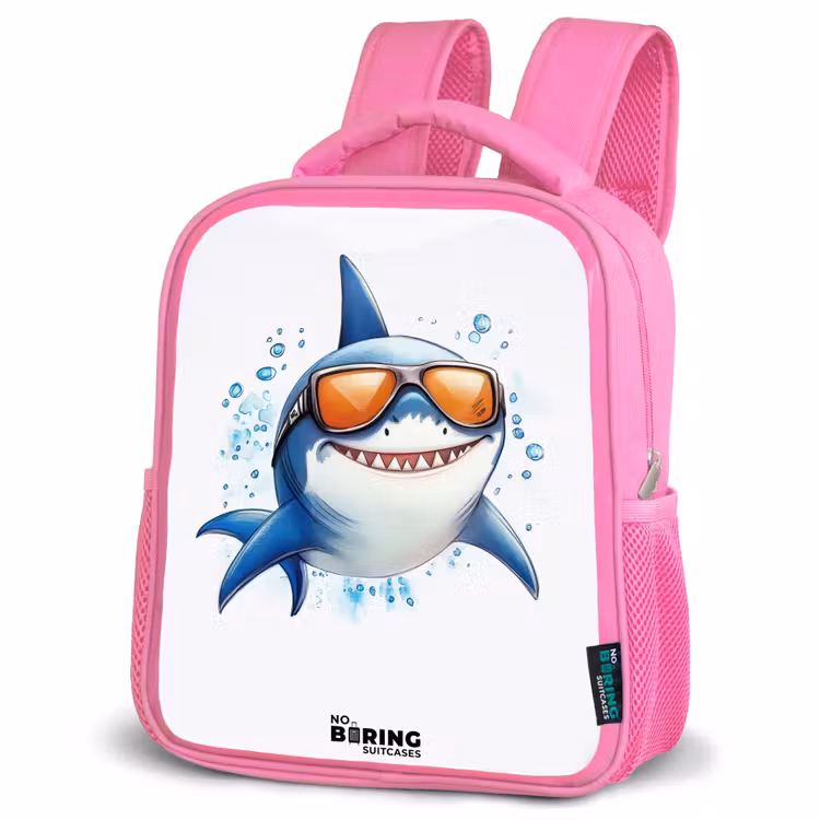 Kinderrugzak - Roze - Coole haai met zonnebril in het water — 6