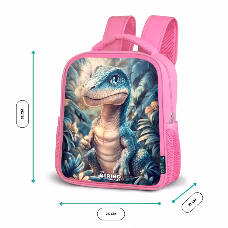 Kinderrugzak - Roze - Dino in mystieke jungle met maanlicht — 3