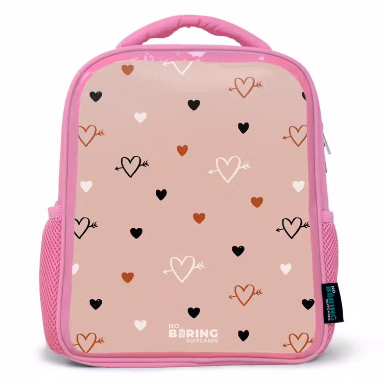 Kinderrugzak - Roze - Hartjes met pijlen in zwart, wit en roze — 1