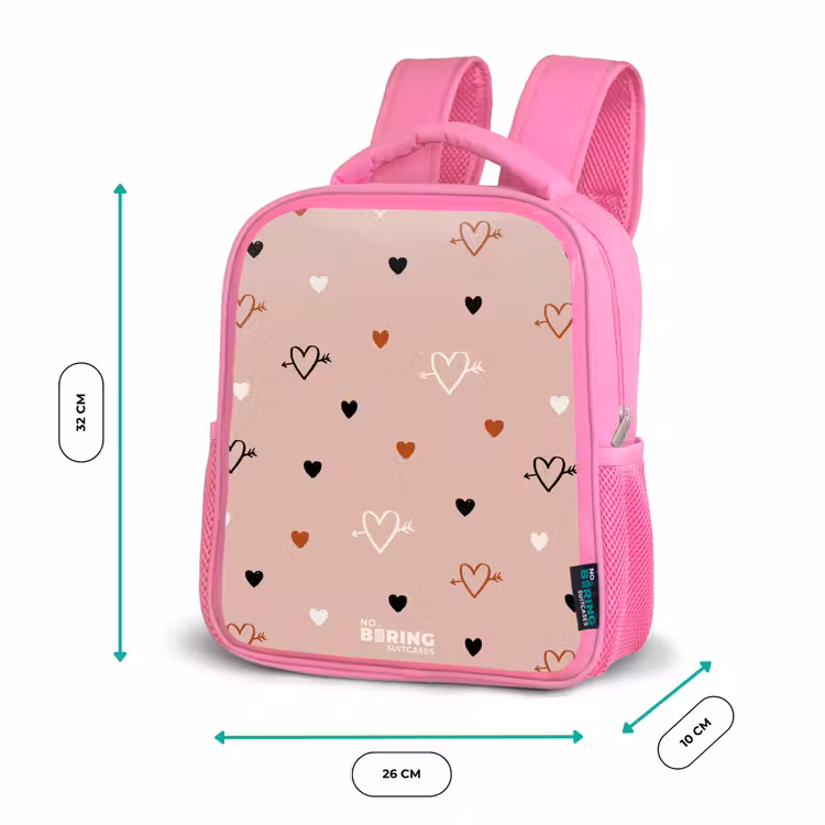 Kinderrugzak - Roze - Hartjes met pijlen in zwart, wit en roze — 3
