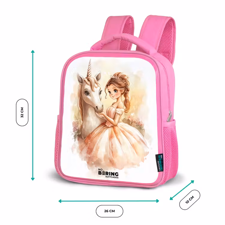 Kinderrugzak - Roze - Prinses in jurk met witte eenhoorn — 3