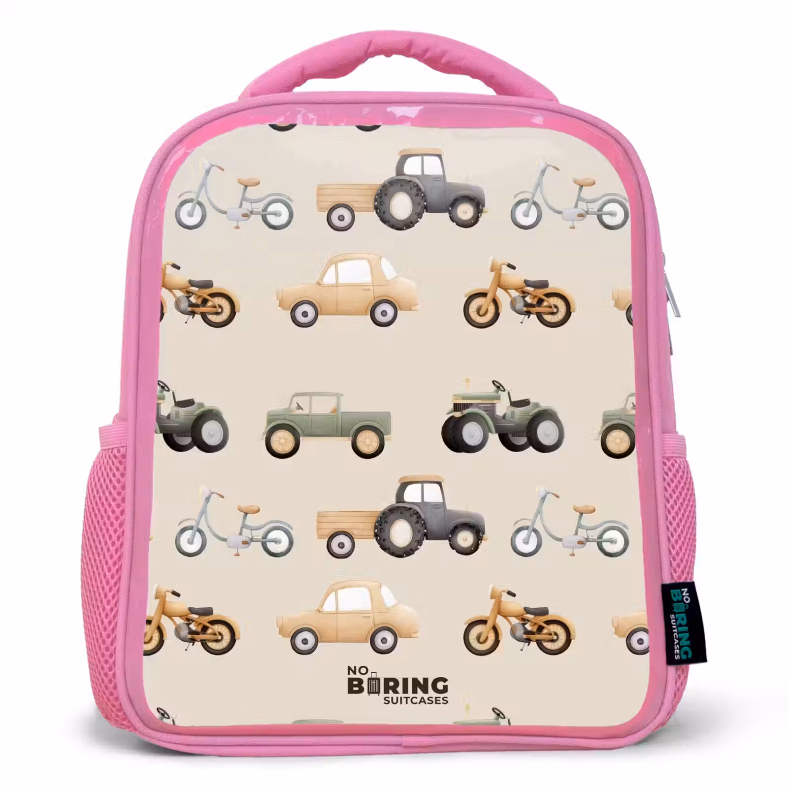 Kinderrugzak - Roze - Retro voertuigen patroon — 1