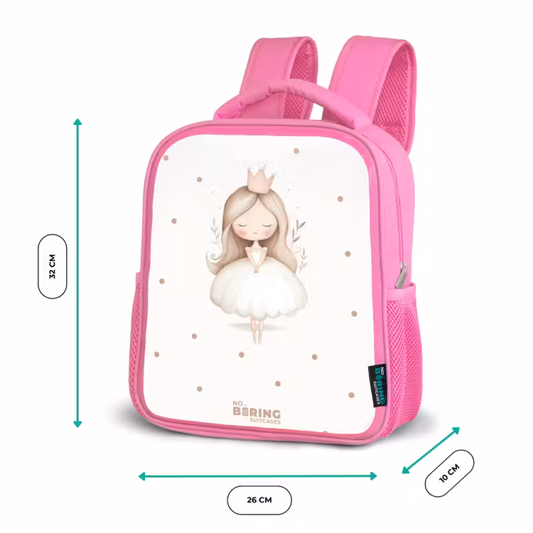 Kinderrugzak - Roze - Ballerina prinses tussen beige stippen — 3