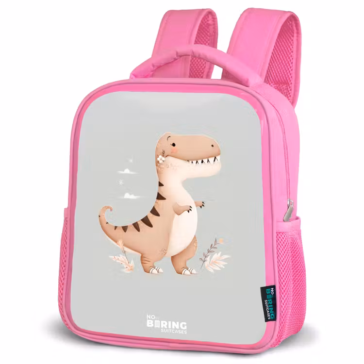 Kinderrugzak - Roze - Dino in beige en grijze kleuren — 6