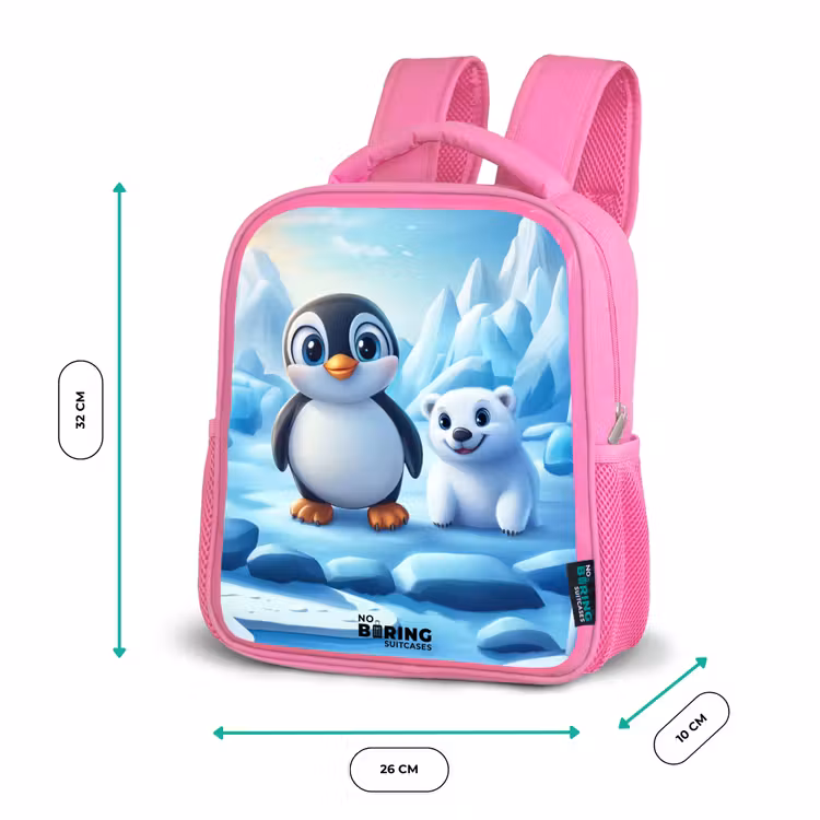 Kinderrugzak - Roze - Pinguïn en ijsbeertje op ijsschotsen — 3