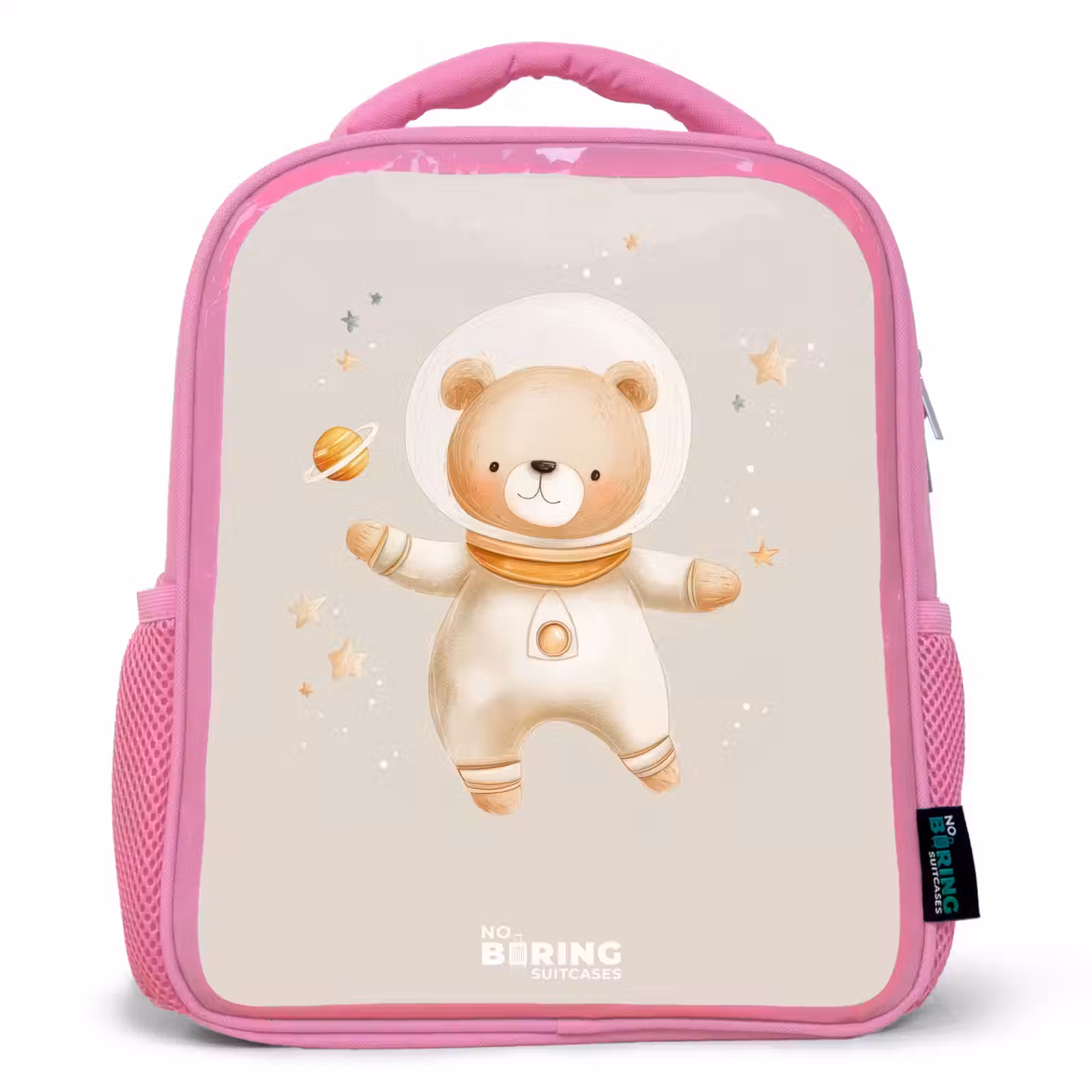 Kinderrugzak - Roze - Beige ruimtebeer zweeft tussen sterren — 1
