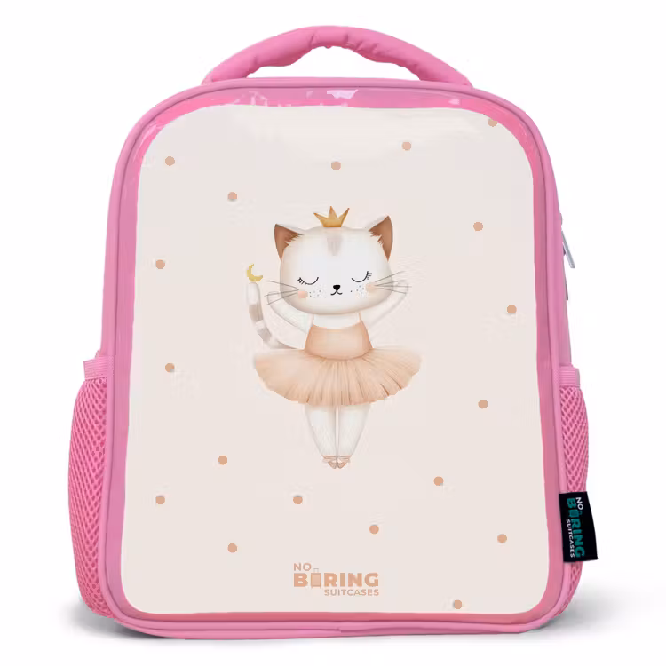 Kinderrugzak - Roze - Ballerina kitten in beige kleuren — 1