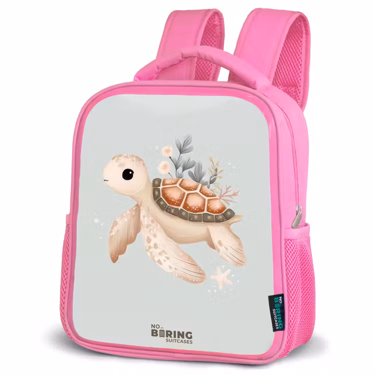 Kinderrugzak - Roze - Bruine zeeschildpad in pastel onderwaterwereld — 6
