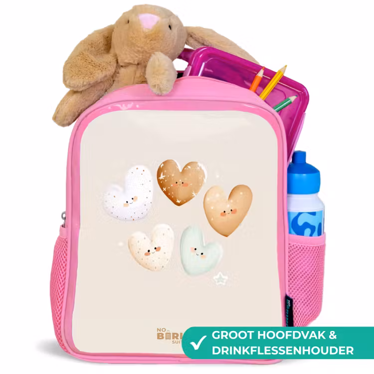 Kinderrugzak - Roze - Hartjes in zachte beige tinten — 2