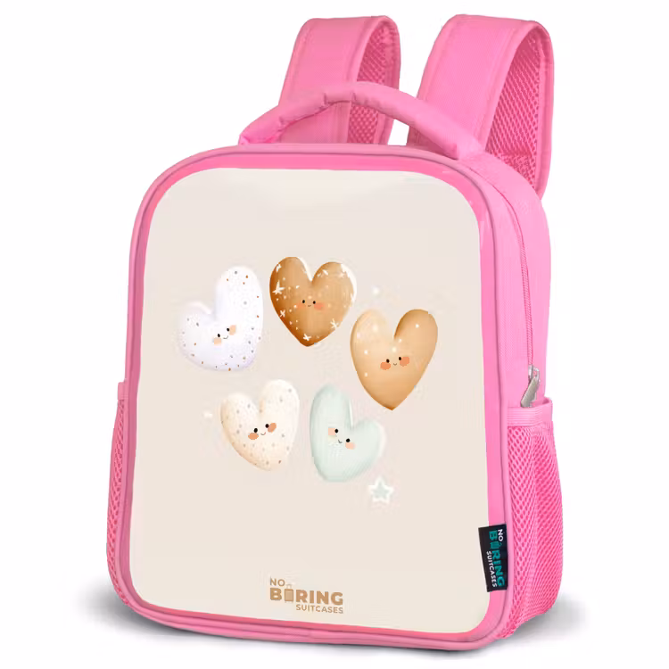 Kinderrugzak - Roze - Hartjes in zachte beige tinten — 6