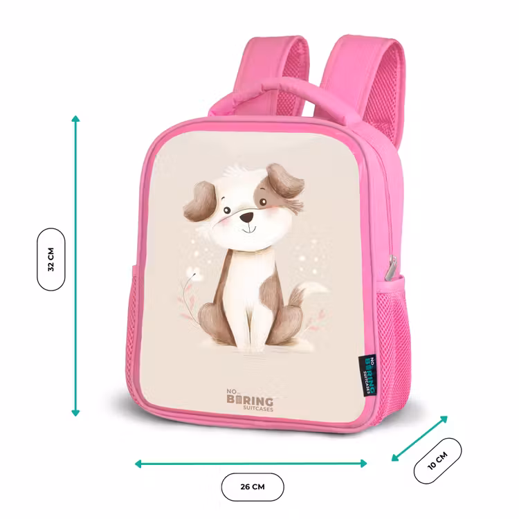 Kinderrugzak - Roze - Hond in de kleuren bruin en beige — 3