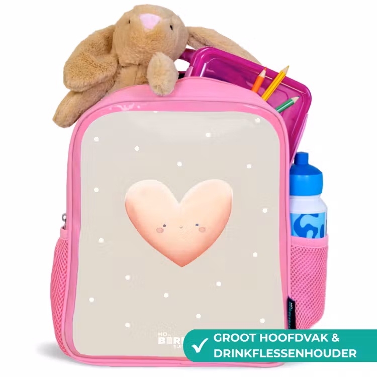Kinderrugzak - Roze - Roze hart omringd door beige stippen — 2
