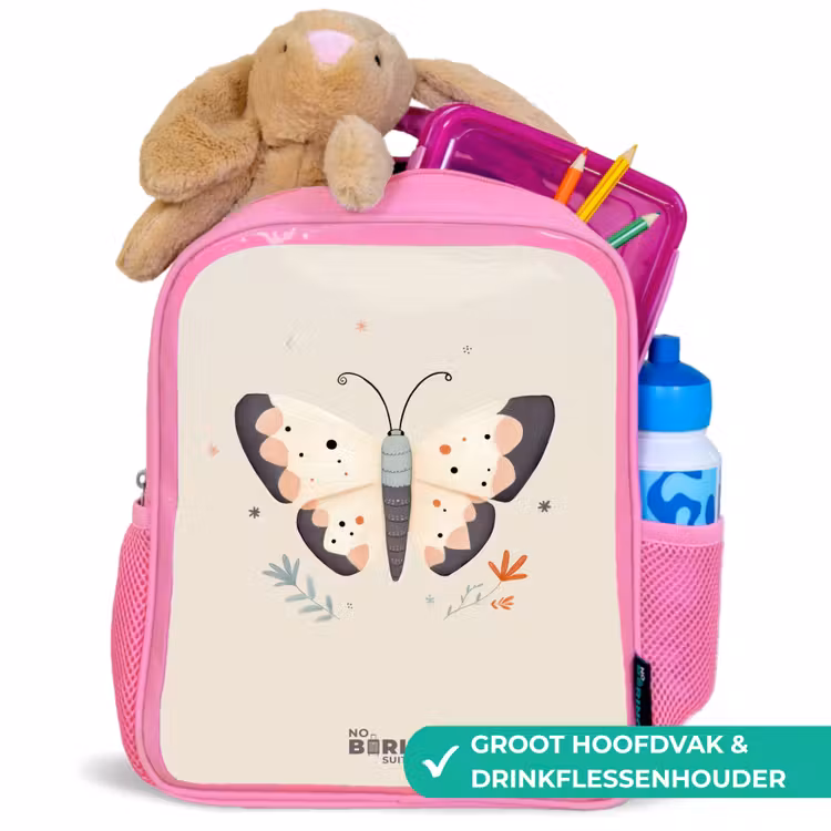 Kinderrugzak - Roze - Vlinder in neutrale pastel kleuren — 2