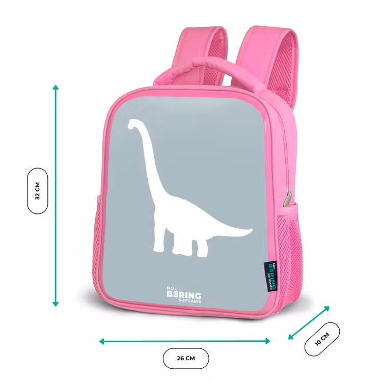 Kinderrugzak - Roze - Blauw met Brachiosaurus dino — 3