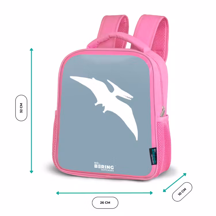 Kinderrugzak - Roze - Blauw met Pteranodon dino — 3