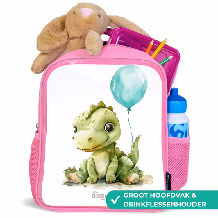 Kinderrugzak - Roze - Dino met blauwe ballon — 2