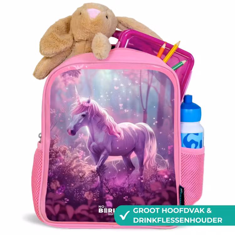 Kinderrugzak - Roze - Eenhoorn Omringd door Paarse Natuur β 2