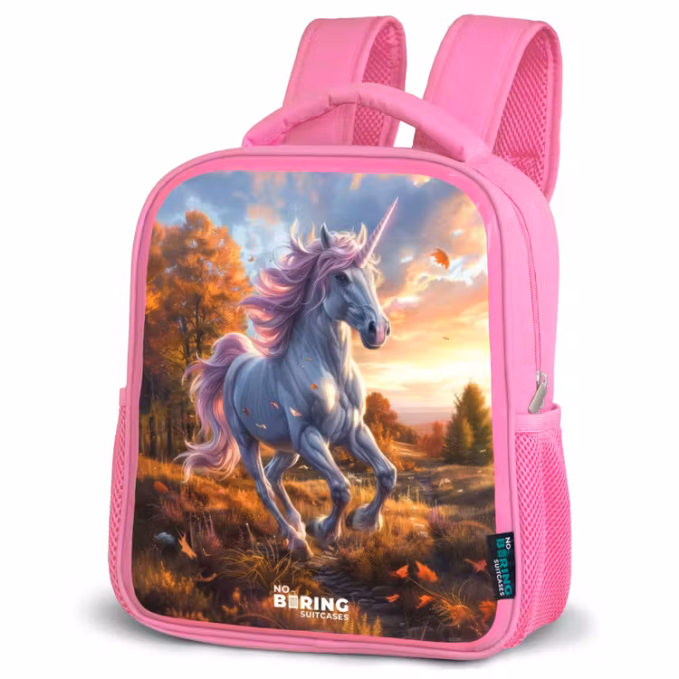 Kinderrugzak - Roze - Galopperende Eenhoorn in Herfstwereld — 6