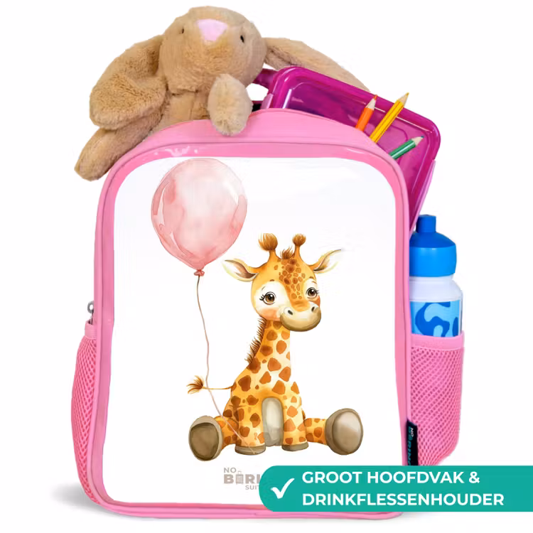 Kinderrugzak - Roze - Giraffe met roze ballon — 2