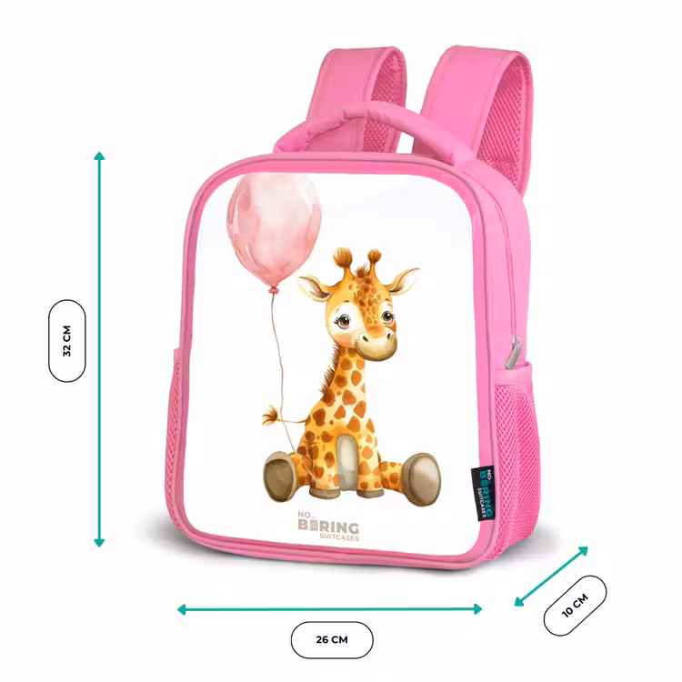 Kinderrugzak - Roze - Giraffe met roze ballon — 3