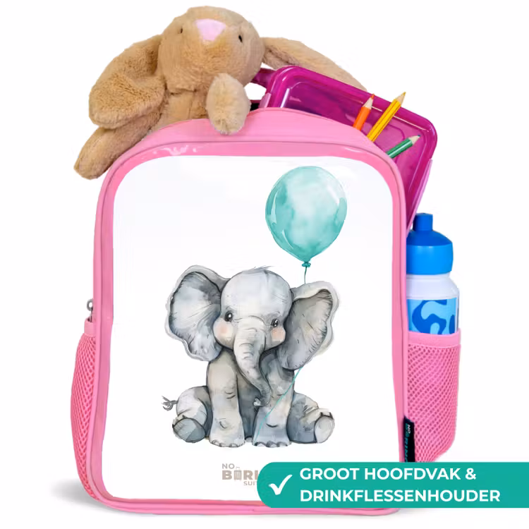 Kinderrugzak - Roze - Olifant met blauwe ballon — 2