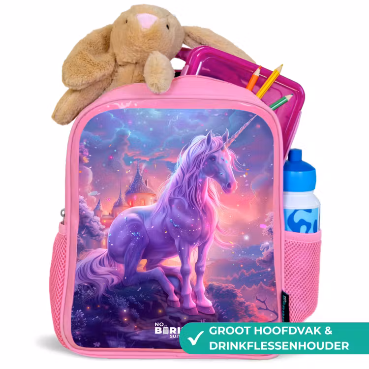 Kinderrugzak - Roze - Paarse Eenhoorn in Magische Omgeving β 2