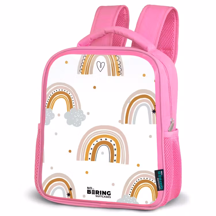 Kinderrugzak - Roze - Regenbogen patroon in zachte kleuren — 6