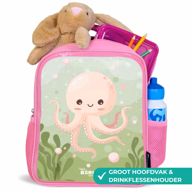 Kinderrugzak - Roze - Roze octopus met een lach — 2