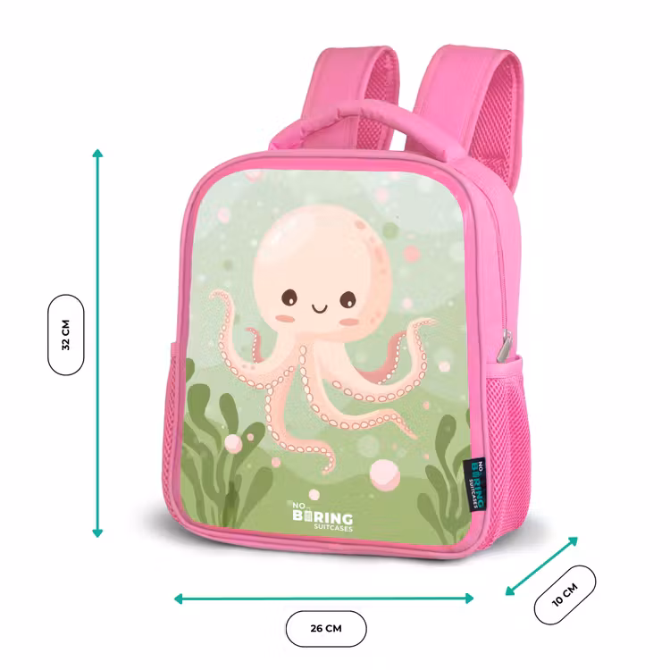 Kinderrugzak - Roze - Roze octopus met een lach — 3