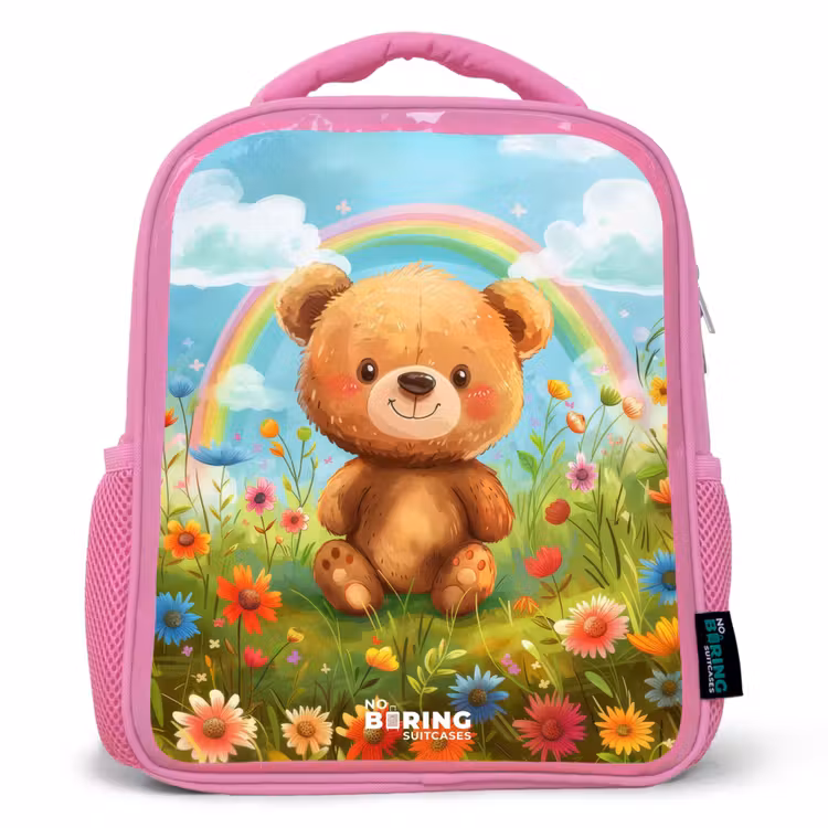Kinderrugzak - Roze - Teddybeer tussen de bloemen — 1