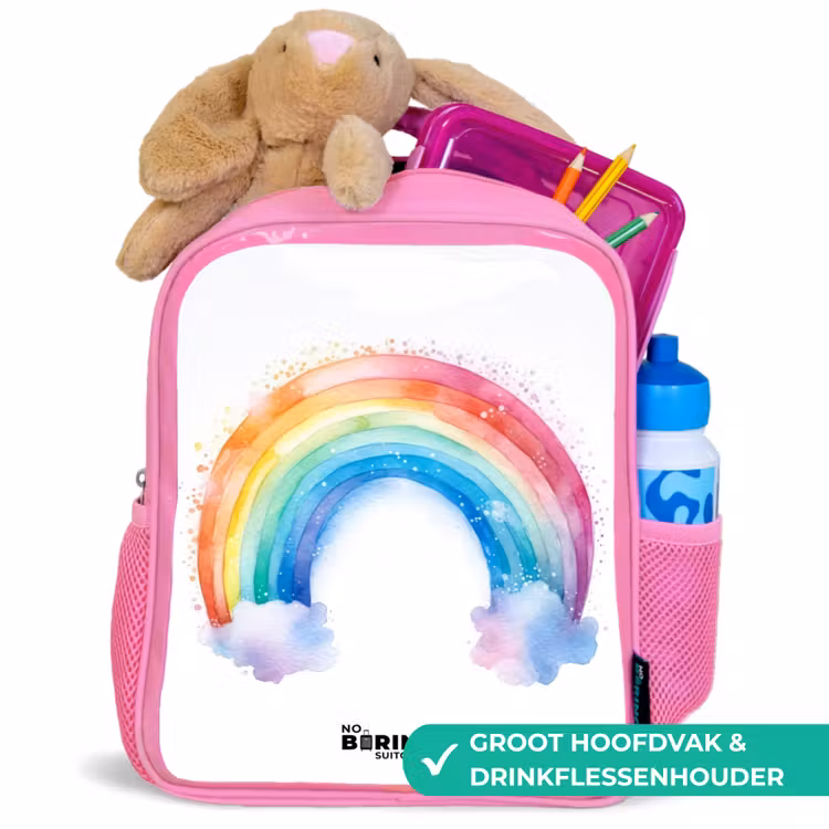 Kinderrugzak - Roze - Waterverf regenboog — 2