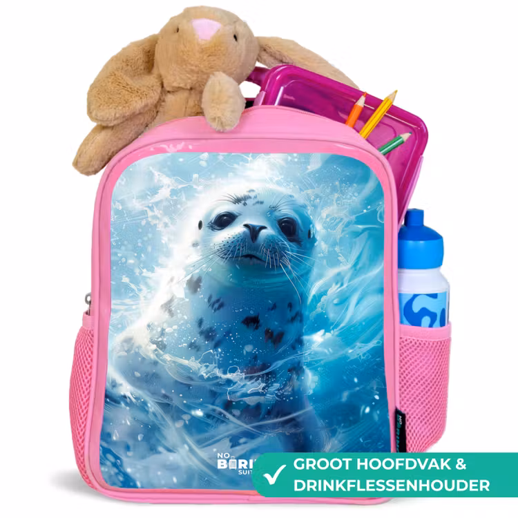 Kinderrugzak - Roze - Zeehondenpup in helderblauw water — 2