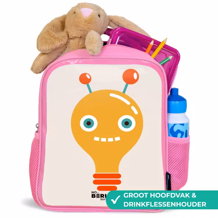 Kinderrugzak - Roze - Gloeilamp robot met grote ogen — 2