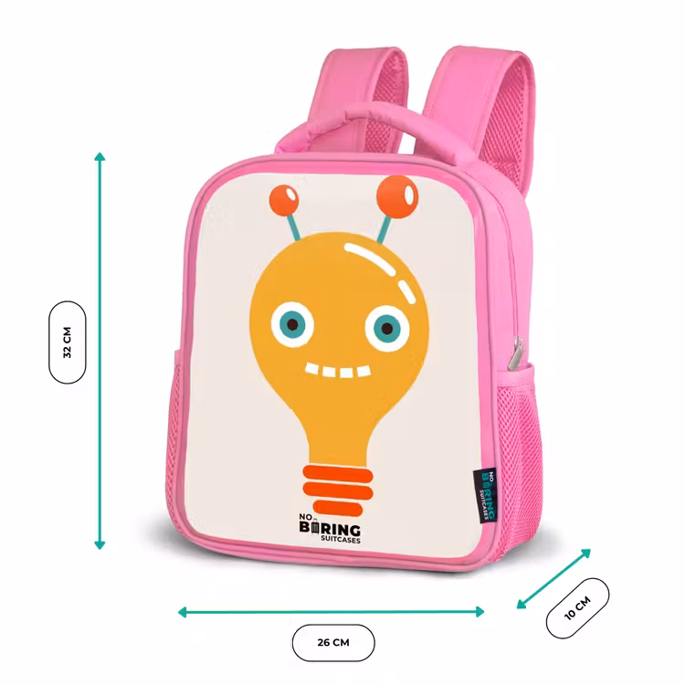 Kinderrugzak - Roze - Gloeilamp robot met grote ogen — 3