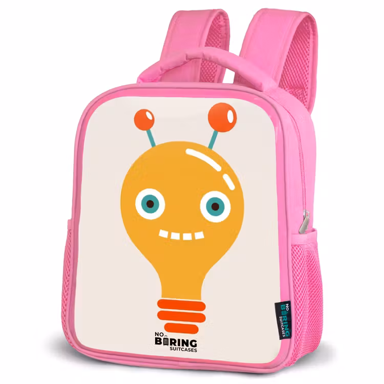 Kinderrugzak - Roze - Gloeilamp robot met grote ogen — 6