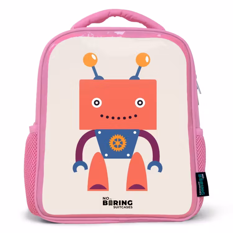 Kinderrugzak - Roze - Rode robot met vierkant hoofd — 1