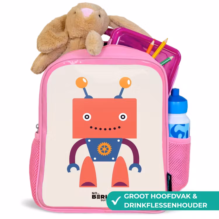 Kinderrugzak - Roze - Rode robot met vierkant hoofd — 2