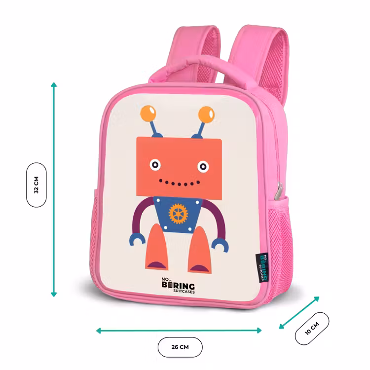 Kinderrugzak - Roze - Rode robot met vierkant hoofd — 3