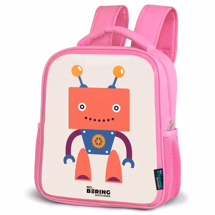 Kinderrugzak - Roze - Rode robot met vierkant hoofd — 6