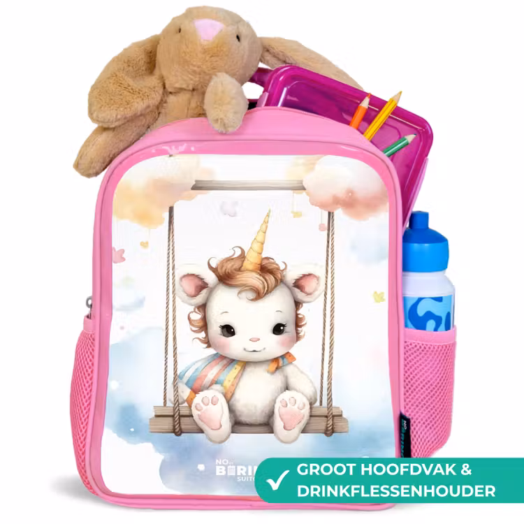 Kinderrugzak - Roze - Schommelende baby eenhoorn — 2