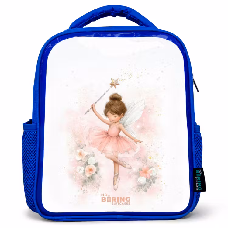 Kinderrugzak met naam - Blauw - Ballerina fee in roze — 1