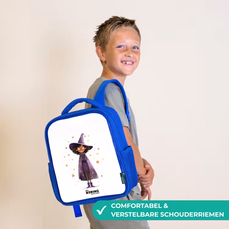 Kinderrugzak met naam - Blauw - De paarse tovenaarsmantel — 4