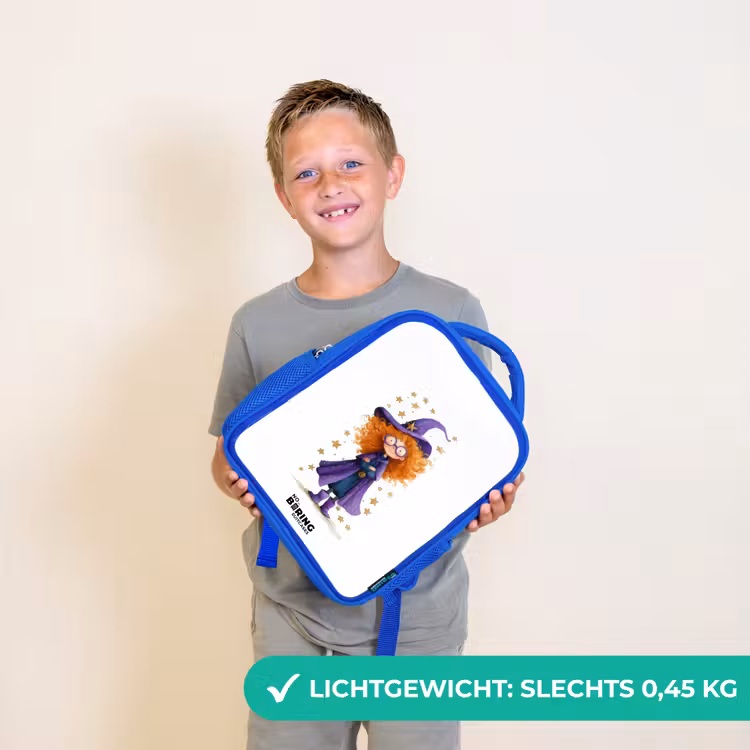 Kinderrugzak met naam - Blauw - Sterrenmagie met krullen — 2