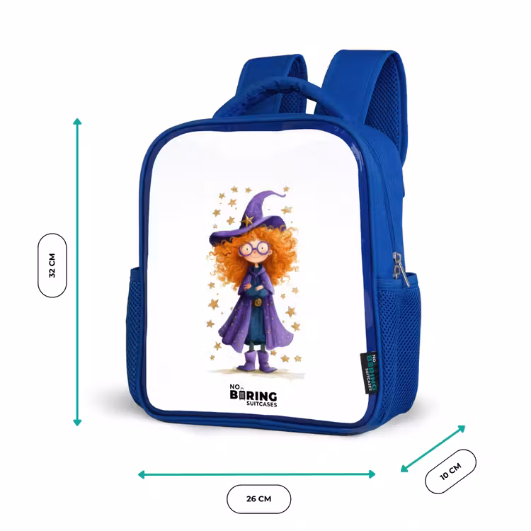 Kinderrugzak met naam - Blauw - Sterrenmagie met krullen — 6
