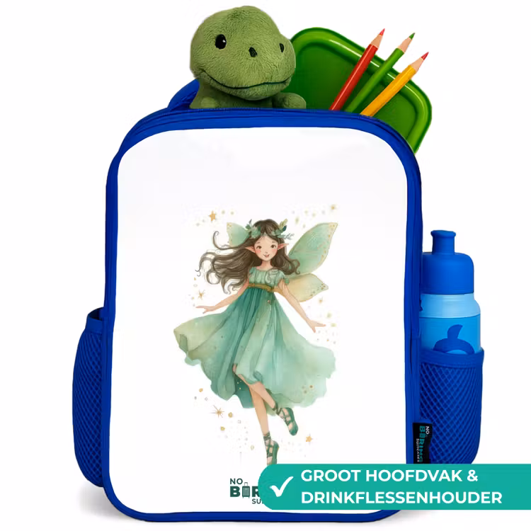 Kinderrugzak met naam - Blauw - Zwevende groene elf — 5